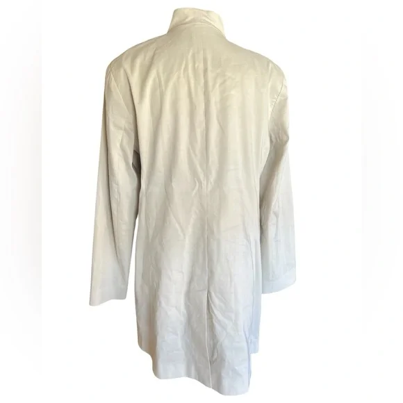 EILEEN FISHER Cream Open-Front Longline Coat Jacket Sz 10 Minimalist Italian - Picture 6 of 11
